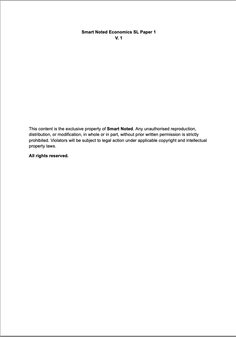 Smart Noted Economics SL Paper 1, V.1